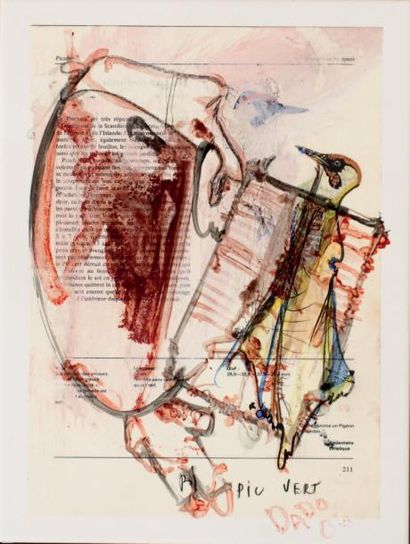 DADO (1933-2010) Oiseau (pic-vert), 2006 Carreau de céramique. Signature en bas à...