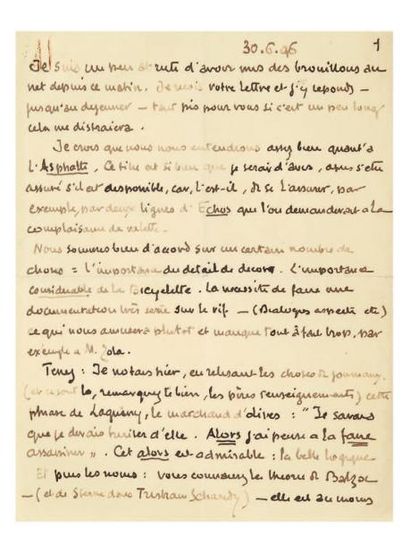 TINAN Jean de] Lettre autographe signée, 30 juin 1896, [à Henri Albert?]; 7 pages...
