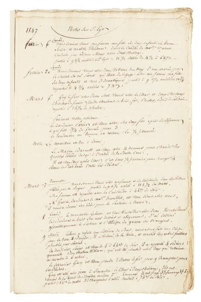BOURGOGNE. BOISSIEUX Siméon de Manuscrit autographe, St-Cyr, Journal quotidien des...