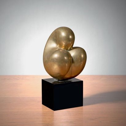 Philippe JEAN Sculpture abstraite Bronze doré Signée Vers 1970 H_25 cm