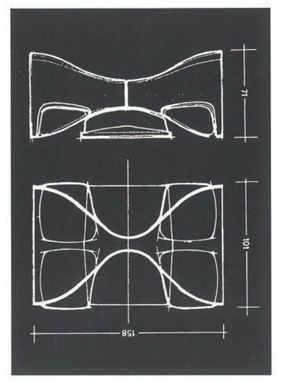 Roger LANDAULT (1919-1983) Borne «Unibloc 4» Fibre de verre, résine et mélaminé Edition...