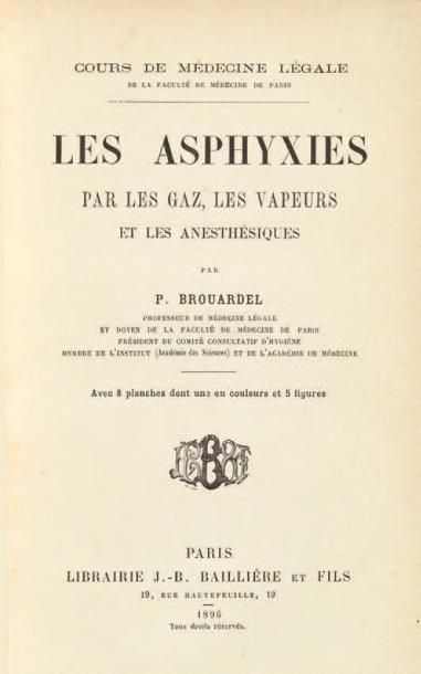 BROUARDEL (Paul) Réunion de 3 ouvrages. 1896-1897. 3 volumes in-8, demi-chagrin brun,...