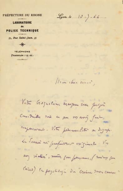 LOCARD (Edmond, 1877-1966) Médecin et criminologue, un des pionniers de la police...