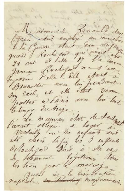 ROCHEFORT (Henri) NOTE autographe, [novembre 1872]; 1 page et demie in-8. Émouvante...
