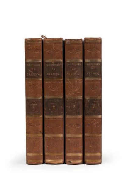 VIDOCQ (Eugène-François) Mémoires. Paris, Tenon, 1828-1829. 4 volumes in-8, demi-veau...