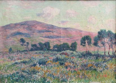 Henry MORET (1856-1913) Paysage en Bretagne. Huile sur toile. Non signée. H_50 cm...