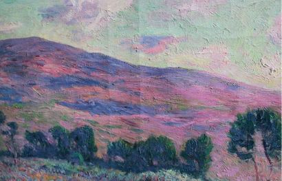 Henry MORET (1856-1913) Paysage en Bretagne. Huile sur toile. Non signée. H_50 cm...