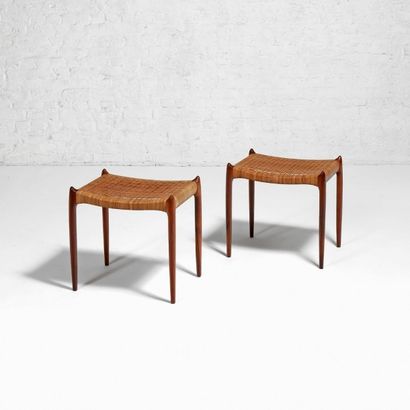 NIELS O. MOLLER (1912-1982) Danemark Paire de tabourets modèle «77A» Palissandre...