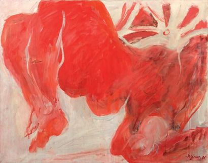Edouard PIGNON (1905-1993) Nu rouge, 1985 Huile sur toile. Signée et datée en bas...