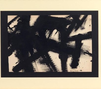 Franz KLINE (1910-1962) Untitled, ca 1959 Encre noir sur papier. Signée en bas à...