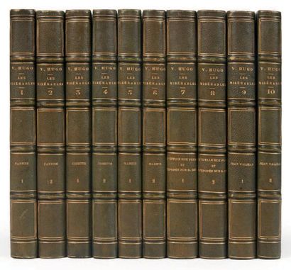 HUGO (Victor) Les Misérables. Paris, Pagnerre, 1862. 10 volumes in-8, demi-chagrin...