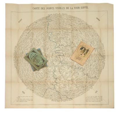 [TOUR EIFFEL]. BOURDON (A.) Carte des points visibles de la Tour Eiffel. Paris, Imprimerie...