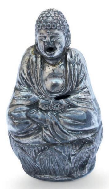 null «Bouddha, Dieu de la chance» en métal argenté France 1920