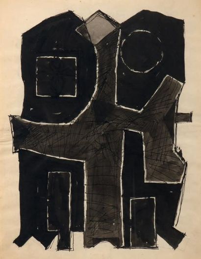 Dan Van Severen (1927-2009) Untitled Lavis sur papier. H_36 cm L_28 cm