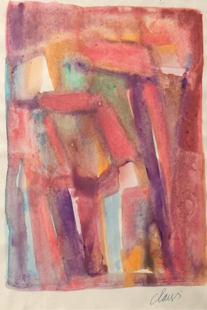 HUGO CLAUS (1929-2008) Composition abstraite Aquarelle sur papier, signée en bas...