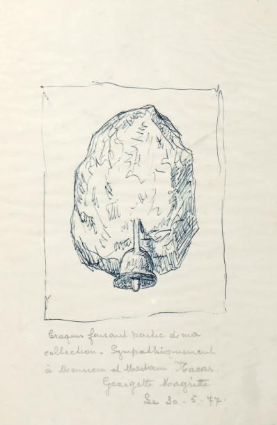 René MAGRITTE (1898-1967) Cloche Stylo sur papier, bi-face. H_20 cm L_13,5 cm Offert...