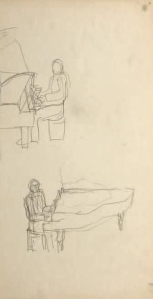 René MAGRITTE (1898-1967) Tire bouchon, étude Crayon sur papier, bi-face. H_15,5...