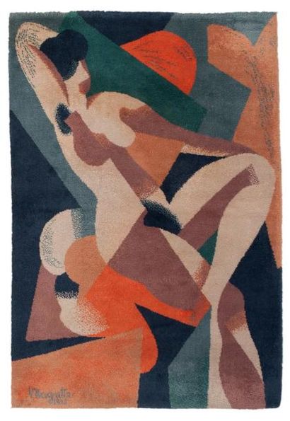 René MAGRITTE (1898-1967) Femme allongée Tapis en Laine H_201 cm L_138 cm