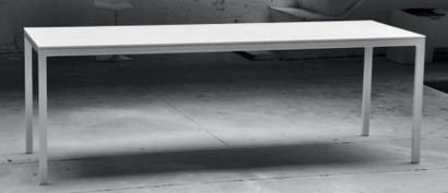 POL QUADENS (1960) Prototype Table de salle à manger modèle «White table» Acier 40...