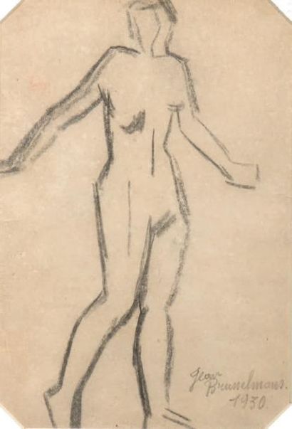 Jean Brusselmans (1884-1953) Etude de femme, 1930 Crayon sur papier. Signé et daté...