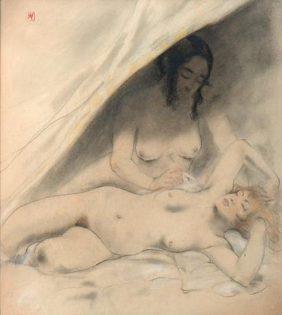 Armand Rassenfosse (1862-1934) Etude pour Lesbos de Charles Beaudelaire Crayon et...