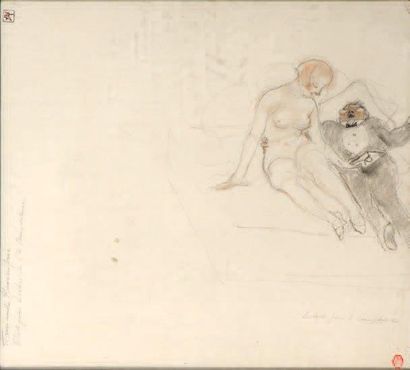 Armand Rassenfosse (1862-1934) Etude pour Lesbos de Charles Beaudelaire Crayon et...