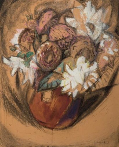 GUSTAVE DE SMET (1877-1943) Bouquet Pastel sur papier, signé en bas à droite. H_49...