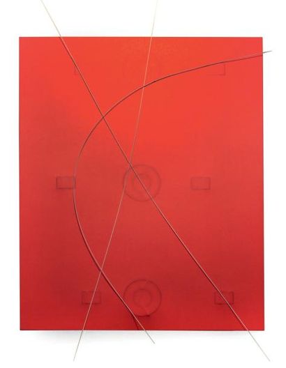 TAKIS (NE EN 1925) Magnetic Wall The fourth dimension, 1999 Huile sur toile Aimants...