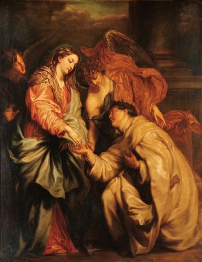 ECOLE DU XIXE SIÈCLE D'APRÈS VAN DYCK Le mariage mystique de Saint Hermann Joseph...