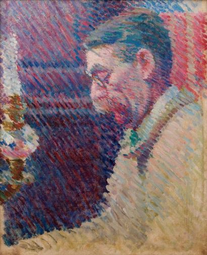 LOUIS HAYET (1864 - 1940) Portrait d'Emile Verhaeren, circa 1894-1896 Huile sur toile....