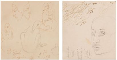 PAUL GAUGUIN (1848 - 1903) Autoportrait et figures, Tahiti Plume, encre et crayon...