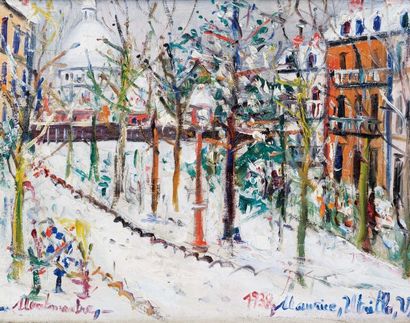 MAURICE UTRILLO (1883 - 1955) Le square Saint Pierre et le Sacré-Coeur sous la neige...