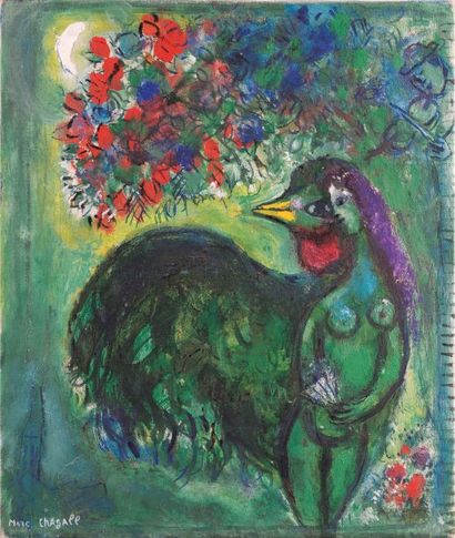 MARC CHAGALL (1887 - 1985) La femme oiseau, 1949 Huile sur toile. Signée Marc Chagall...