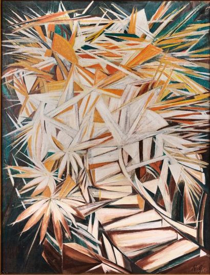 NATALIA GONCHAROVA (1881 - 1962) Composition rayonniste, ca 1920-1930 Huile sur toile....