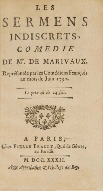 null Marivaux, Pierre Carlet de Chamblain de. Les Sermens indiscrets. Comédie de...