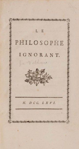 null Voltaire, François Marie Arouet de. Le Philosophe ignorant. - Avanture indienne...