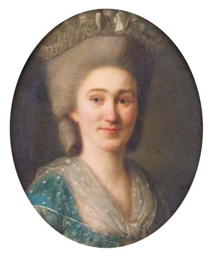 ECOLE FRANCAISE DU XVIIIe siècle, SUIVEUR D'ALEXANDRE ROSLIN Portrait de femme à...