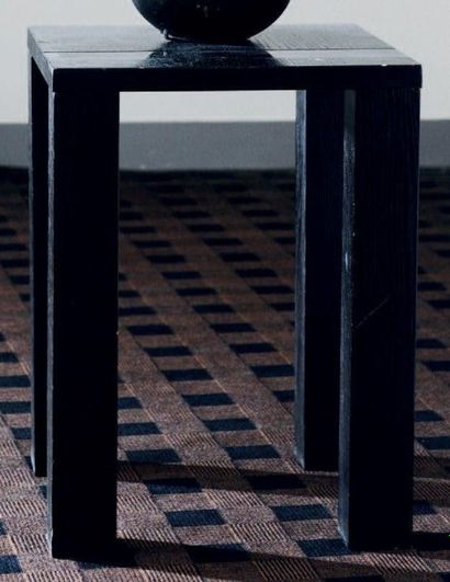  Table d'appoint carrée en bois laqué noir H_60 cm L_45 cm