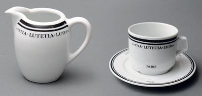  Six tasses à thé et sous tasses marquées «Lutetia - Paris» sur un dessin de Sonia...