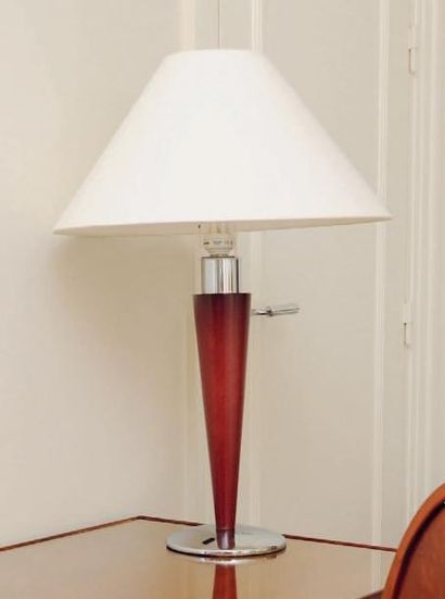 null Lampe de bureau en bois et métal chromé H_70 cm