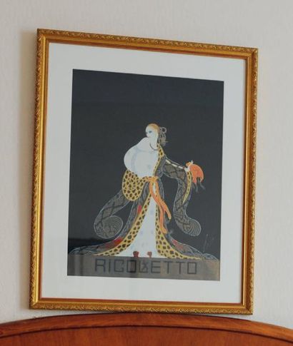 null Pièce encadrée représentant une scène de Rigoletto H_74,5 cm L_60,5 cm