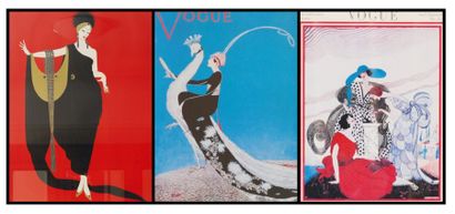 null Trois pièces encadrées représentant des couvertures de Vogue. H_53 cm L_43 cm...