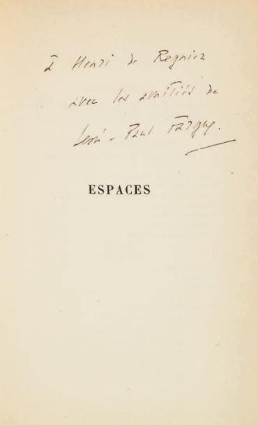 FARGUE Léon-Paul Espaces. Paris, Gallimard, 1929. 185 x 120 mm, br. Edition originale,...