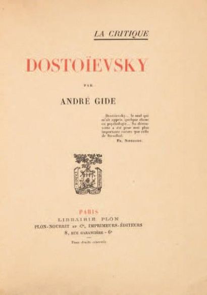 [GIDE André] SHAKESPEARE William Hamlet. Paris, Gallimard, 1946. 165 x 105 mm, br....