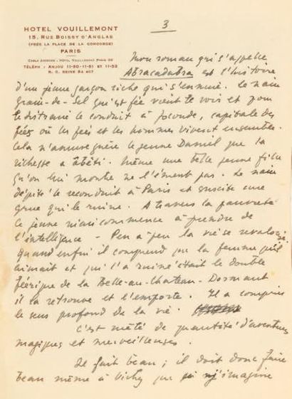 Sachs Maurice Lettre autographe signée à sa grand mère. Mars 1940. 4 pages en deux...