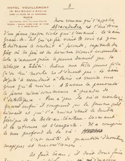 Sachs Maurice Lettre autographe signée à sa grand mère. Mars 1940. 4 pages en deux...