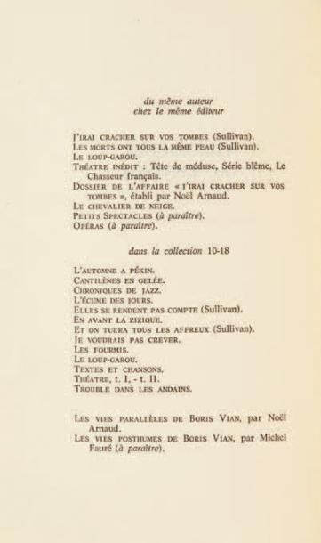 VIAN Boris Chronique du menteur. Paris, Christian Bourgois, 1974. 215 x 142 mm, br....