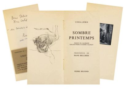 ZURN Unica Sombre printemps. Paris, Belfond, 1971. 218 x 110 mm, br. Etui. Edition...