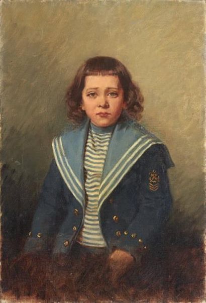 HENRI PERRET-CARNOT (1859-1948) Portrait de Maurice Perret à 4 ans et demi Sur sa...