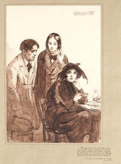MAURICE PERRET CARNOT (1892-NEUILLY ? 1977) Deux illustrations pour La révolte des...